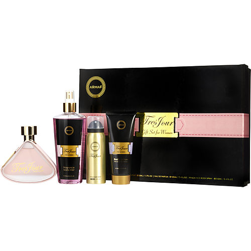 Armafarmaf Tres Joureau De Parfum Spray 3.4 Oz & Body Lotion 3.4 Oz & Perfume Body Spray 1.7 Oz & Body Spray 8.4 Oz