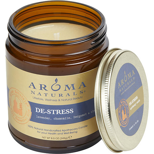 De Stress Aromatherapyone 3 X 3 Inch Jar Aromatherapy Candle.  Combines The Essential Oils Of Lavender, Chamomile, Bergamot & Clary Sage.  Burns Approx.  50 Hrs.