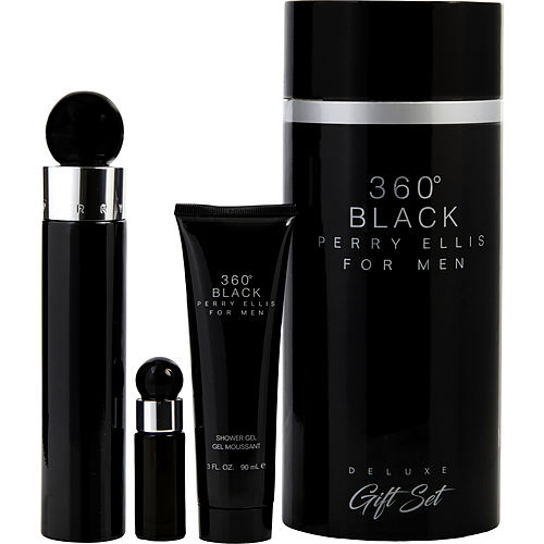 Perry Ellisperry Ellis 360 Blackedt Spray 3.4 Oz & Shower Gel 3 Oz & Edt Spray 0.25 Oz Mini