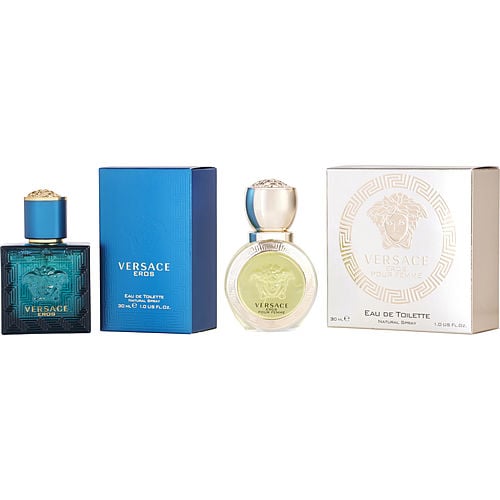 Gianni Versace Versace Variety 2 Piece Unisex Variety With Versace Eros Pour Femme & Versace Eros Pour Homme And Both Are Edt Spray 1 Oz