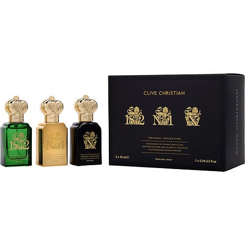 Clive Christianclive Christian Varietyoriginal Collection Set-Clive Christian 1872 & Clive Christian No 1 & Clive Christian X All Are Perfume Spray 0.3 Oz Mini