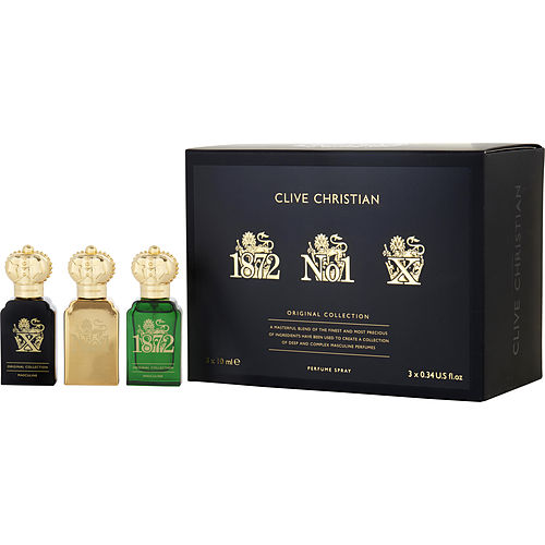 Clive Christian Clive Christian Variety Original Collection Set-Clive Christian 1872 & Clive Christian No 1 & Clive Christian X All Are Perfume Spray 0.3 Oz Mini
