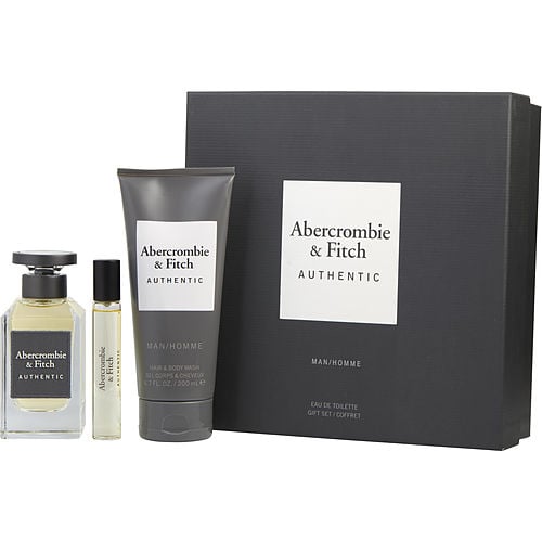 Abercrombie & Fitch Abercrombie & Fitch Authentic Edt Spray 3.4 Oz & Body Wash 6.7 Oz & Edt 0.5 Oz Mini For Men