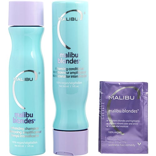 Malibu Hair Care Malibu Hair Care Set-Malibu Blondes Enhancing Kit With Shampoo 9 Oz & Conditioner 9 Oz & Hair Remedy 0.17 Oz (4 Packets) - U
