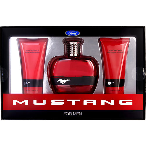 Estee Lauder Ford Mustang Red Edt Spray 3.4 Oz & Hair And Body Wash 3.4 Oz & Aftershave Balm 3.4 Oz