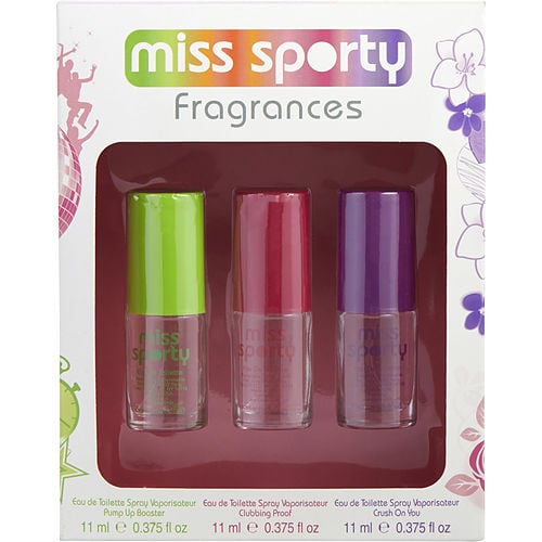 Miss Sporty Miss Sporty Variety Pump Up Booster & Clubbing Proof & Crush On You And All Are Edt Spray 0.37 Oz Mini For Women