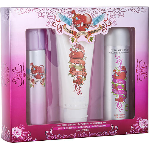 Cubacuba Heartbreakereau De Parfum Spray 3.3 Oz & Body Lotion 6.6 Oz & Body Spray 6.8 Oz