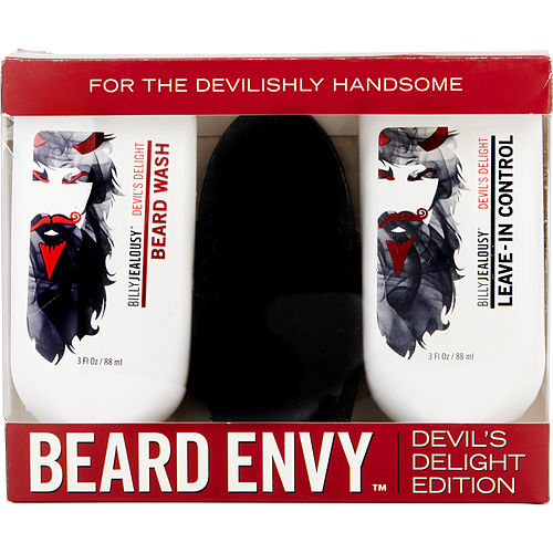 Billy Jealousy Billy Jealousy Beard Envy Devil'S Delight Edition Set: Beard Wash + Leave-In Control + Boar Bristle Brush --2X88Ml/3Oz + Brush