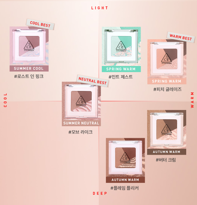 3CE Color Grid Eyeshadow 3.3g (6colors)