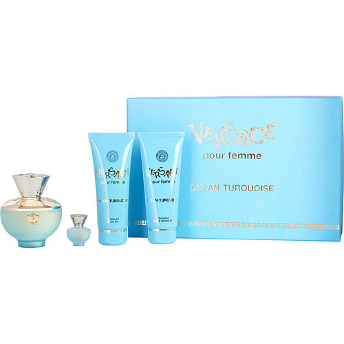 Gianni Versace Versace Dylan Turquoise Edt Spray 3.4 Oz & Shower Gel 3.4 Oz & Body Gel 3.4 Oz & Edt 0.17 Oz Mini For Women