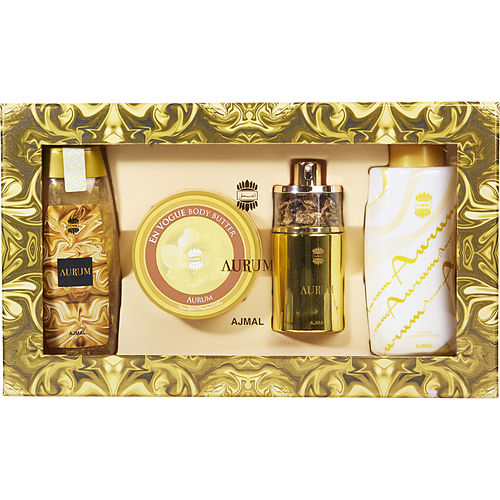 Ajmal Ajmal Aurum Eau De Parfum Spray 2.5 Oz & Body Butter 7 Oz & Shower Gel 6.7 Oz & Body Powder 3.5 Oz
