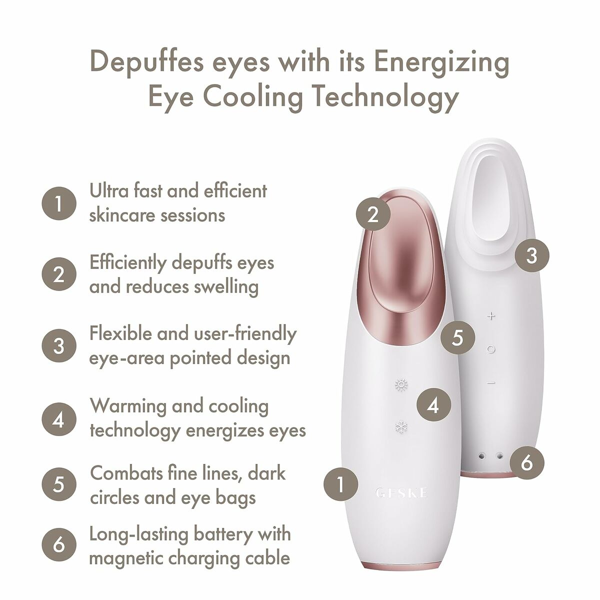 Anti-ageing Eye Massager Geske SmartAppGuided 6 in 1