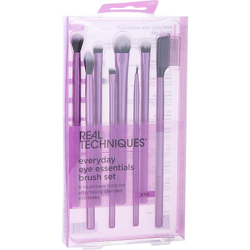 Real Techniquesreal Techniquestechnique Everyday Eye Essentials Set: Shading Brush + Crease Brush + Defining Crease + Definer + Smudge + Medium Shadow Brush + Lash Separator + Fine Liner Brush --8Pcs