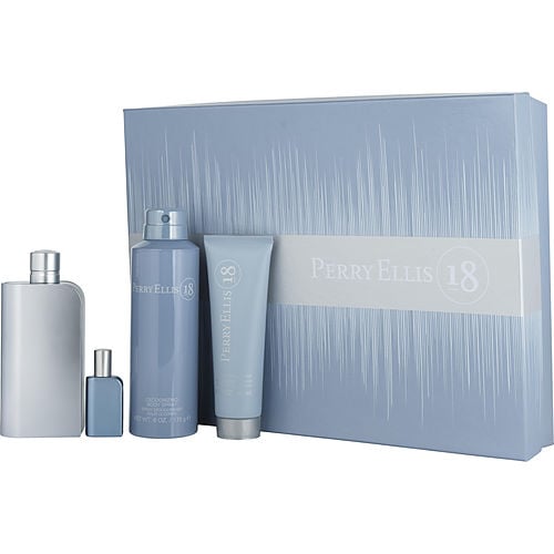 Perry Ellis Perry Ellis 18 Edt Spray 3.4 Oz & Hair & Body Wash 3 Oz & Body Spray 6.0 Oz & Edt Spray 0.25 Oz Mini For Men