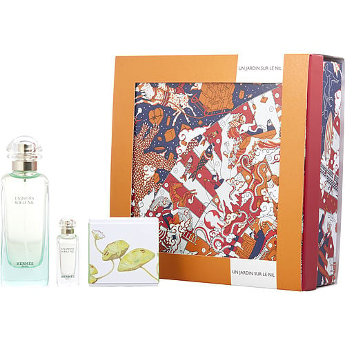 Hermes Un Jardin Sur Le Nil Edt Spray 3.3 Oz & Soap 1.7 Oz & Edt 0.25 Oz Mini