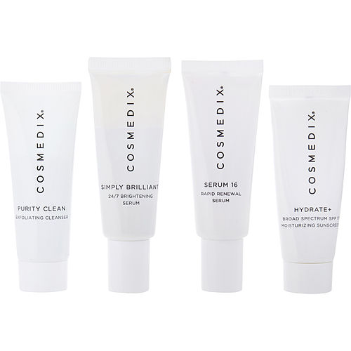 Cosmedix Cosmedix Even Skin Tone 4-Piece Essentials Kit: Purity Clean + Simply Brilliant + Serum 16 + Hydrate+ --4X15Ml/0.5Oz