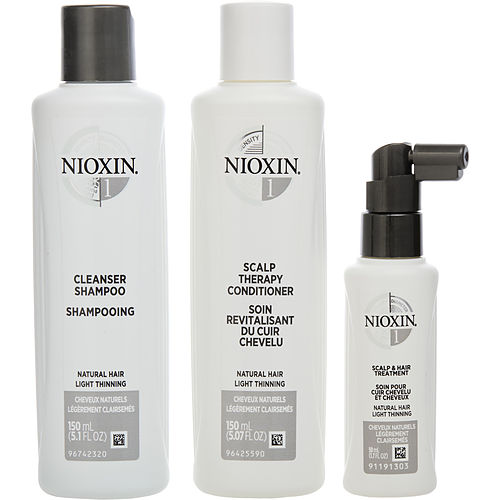 Nioxin Nioxin Set-3 Piece Full Kit System 1 With Cleanser Shampoo 5 Oz & Scalp Therapy Conditioner 5 Oz & Scalp Treatment 1.7 Oz