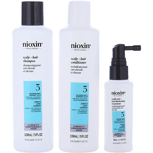 Nioxin Nioxin Set-3 Piece Full Kit System 3 With Cleanser Shampoo 5 Oz & Scalp Therapy Conditioner 5 Oz & Scalp Treatment 1.7 Oz For Unisex