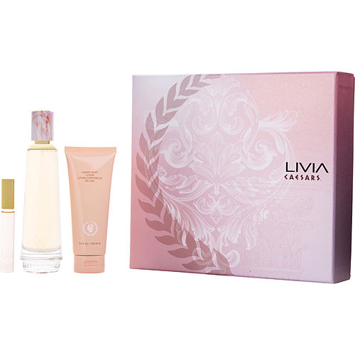 Caesar'S World Caesars Livia Eau De Parfum Spray 3.4 Oz & Body Lotion 3.4 Oz & Eau De Parfum Rollerball 0.33 Oz For Women