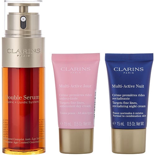 Clarins Clarins Double Serum 50Ml + Multi-Active Day Cream Ast 15Ml + Multi-Active Night Cream N/C 15Ml + Double Serum Eye Sachet 0.9Ml --4Pcs