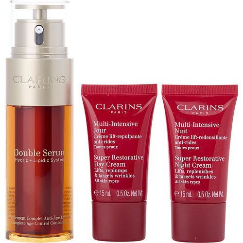 Clarins Clarins Double Serum 50Ml + Super Restorative Day Cream Ast 15Ml + Super Restorative Night Cream Ast 15Ml + Double Serum Eye Sachet 0.9Ml --4Pcs