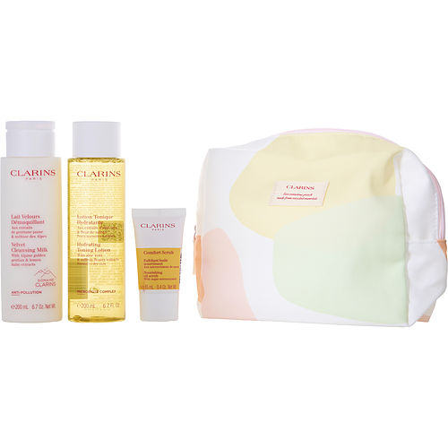 Clarins Clarins Cleansing Milk 200Ml + Toning Lotion 200Ml + Comfort Scrub 15Ml --3Pcs + Bag