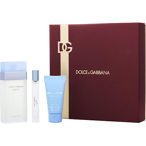 Dolce & Gabbanad & G Light Blueedt Spray 3.4 Oz & Body Cream 1.6 Oz & Edt Travel Spray 0.33 Oz