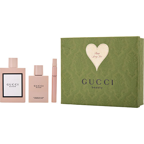 Guccigucci Bloomeau De Parfum Spray 3.3 Oz & Body Lotion 3.4 Oz & Eau De Parfum Spray 0.25 Oz Mini