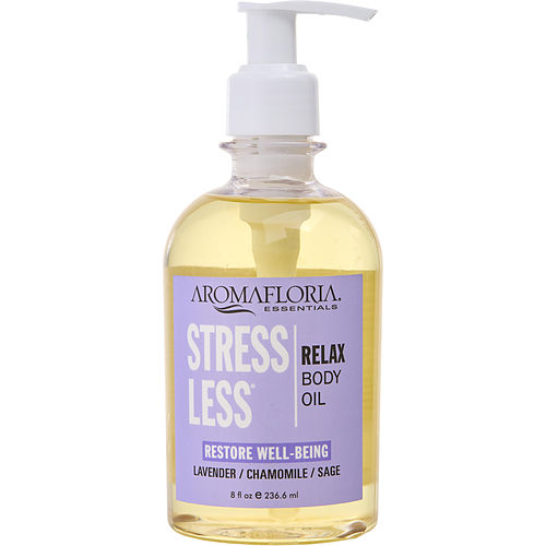 Aromafloria Stress Less Bath And Body Massage Oil 8 Oz Blend Of Lavender, Chamomile, And Sage