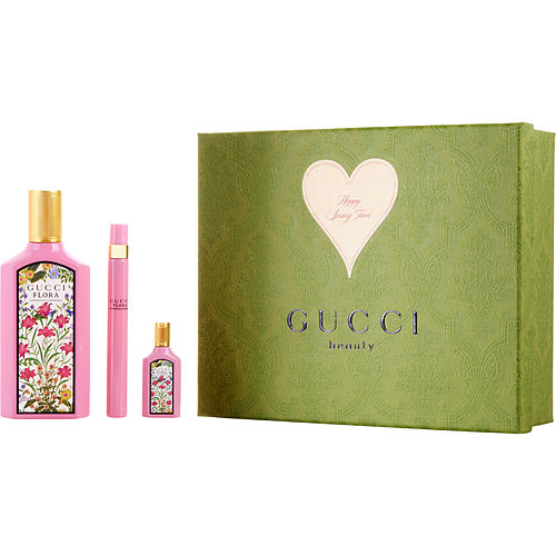 Guccigucci Flora Gorgeous Gardeniaeau De Parfum Spray 3.3 Oz & Eau De Parfum Spray 0.33 Oz Mini & Eau De Parfum 0.17 Oz Mini