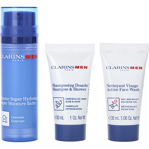 Clarins Clarins Men Super Moisture Balm 50Ml + Active Fash Wash 30Ml + Shampoo 30Ml --3Pcs