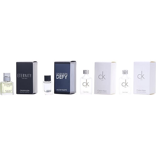 Calvin Klein Calvin Klein Variety 4 Piece Mens Mini Variety With Eternity & Ck One X 2 & Ck Defy And All Are 0.33 Oz Mini