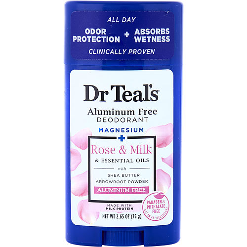 Dr. Teal'S Dr. Teal'S Aluminum Free Deodorant - Magnesium+ Rose Milk & Essential Oils --75G/2.65Oz For Unisex