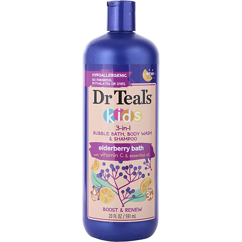 Dr. Teal'Sdr. Teal'Skids 3-In-1 Bubble Bath, Body Wash & Shampoo Eldeberry Bath With Vitamin & Essential Oils --591Ml/20Oz