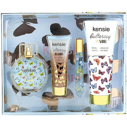 Kensie Kensie Buttercup Babe Eau De Parfum Spray 3.4 Oz & Body Lotion 6.8 Oz & Body Glow Oil 2.5 Oz & Eau De Parfum Spray 0.33 Oz Mini