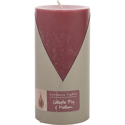 Northern Lights Celeste Fig & Melon One 3X6 Inch Pillar Candle.  Burns Approx. 100 Hrs.