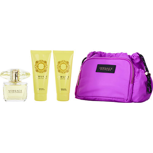 Gianni Versace Versace Yellow Diamond Edt Spray 3 Oz & Body Lotion 3.4 Oz & Shower Gel 3.4 Oz & Makeup Case For Women