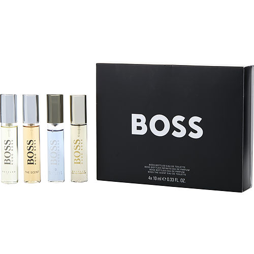 Hugo Boss Hugo Variety 4 Piece Mens Variety With Boss The Scent Edt & Boss #6 Edp & Boss Bottled Infinite Edp & Boss #6 Edt And All Are Spray 0.33 Oz Minis