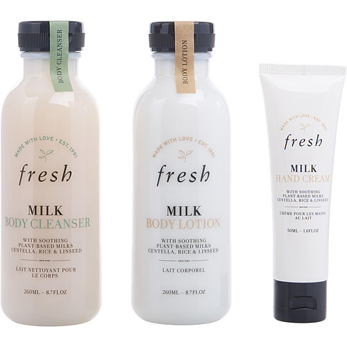 Fresh Fresh Head To Toe Nourishing Trio Set: Milk Body Cleanser 260Ml/8.7Oz + Milk Body Lotion 260Ml/8.7Oz + Milk Hand Cream 50Ml/1.7Oz --3Pcs