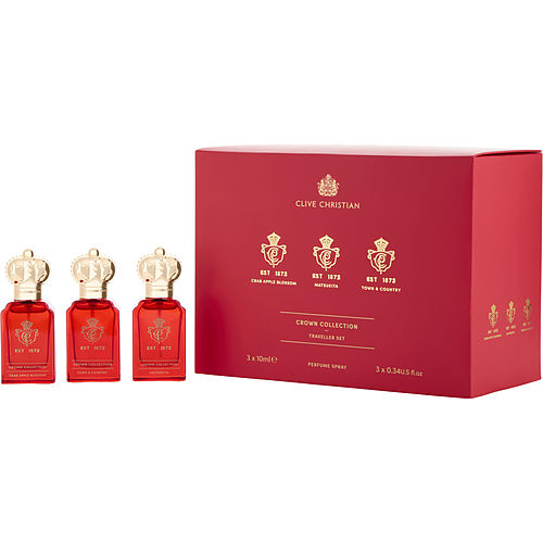 Clive Christian Clive Christian Variety Crown Collection Travelller Set-Clive Christian Crab Apple Blossom & Clive Christian Matsukita & Clive Christian Town & Country All Are Perfume Spray 0.34 Oz For Unisex