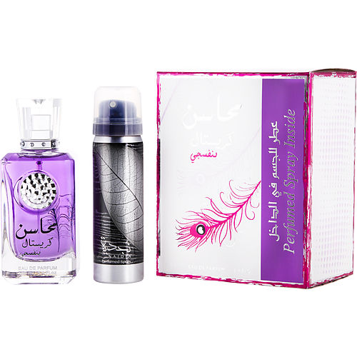 Lattafalattafa Mahasin Crystal Violeteau De Parfum Spray 3.4 Oz & Deodorant Spray 1.7 Oz