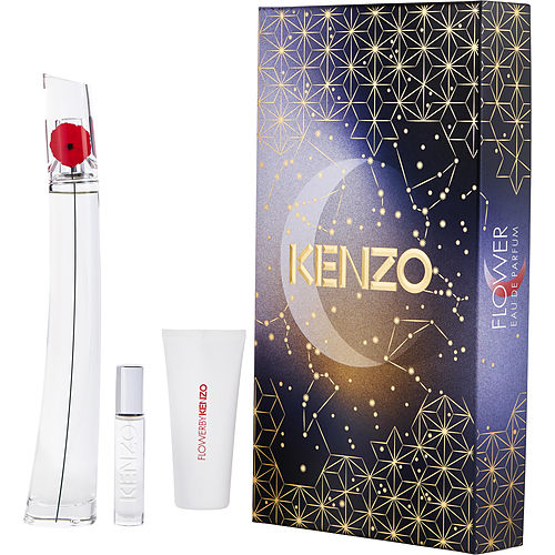 Kenzo Kenzo Flower Eau De Parfum Refillable Spray 3.4 Oz & Body Milk 2.5 Oz & Eau De Parfum Refillable Spray 0.34 Oz Mini