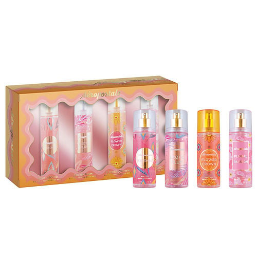 Aeropostaleaeropostale Varietyblooming Set With Exotic Plum & Floral Passion & Flower Crown & Wild Orchid And All Are Body Mist 3.4 Oz