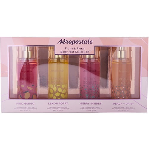 Aeropostale Aeropostale Variety Fruity & Floral Set With Berry Sorbet & Lemon Poppy & Peach + Daisy & Pink Mango And All Are Body Mist 3.4 Oz For Women