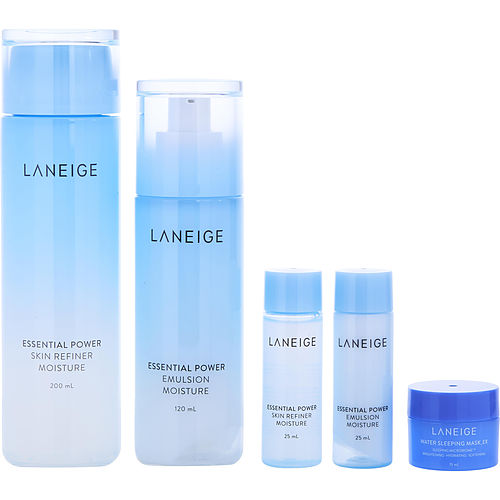 Laneige Laneige Basic Duo Set: Essential Power Skin Refiner 200Ml + Emulsion 120Ml + Skin Refiner 25Ml + Emulsion 25Ml + Water Sleeping Mask 15Ml --5Pcs For Women