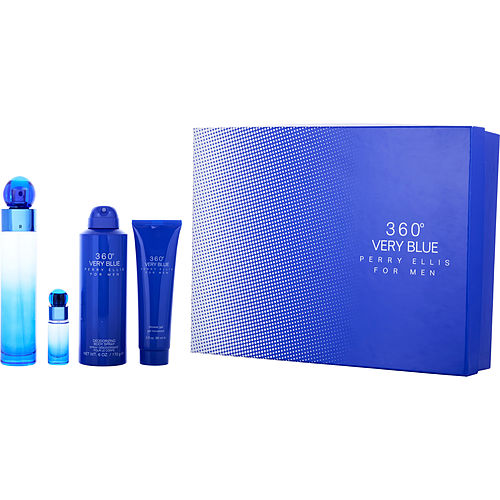 Perry Ellisperry Ellis 360 Very Blueedt Spray 3.4 Oz & Body Spray 6 Oz & Shower Gel 3 Oz & Edt Spray 0.25 Oz Mini