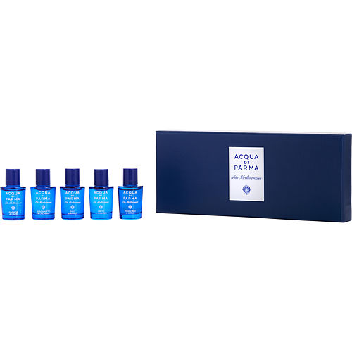 Acqua Di Parmaacqua Di Parma Blue Mediterraneo Variety5 Piece Variety With Arancia Di Capri & Bergamotto Di Calabria & Fico Di Amalfi & Mirto Di Panarea & Mandorlo Di Sicilia And All Are Edt 0.17 Oz Mini