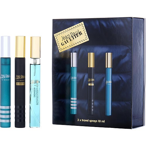 Jean Paul Gaultier Jean Paul Gaultier Variety 3 Piece Travel Set With Le Male Edt & Le Male Le Parfum Intense & Le Beau Edt And All Are 0.34 Oz Minis For Men