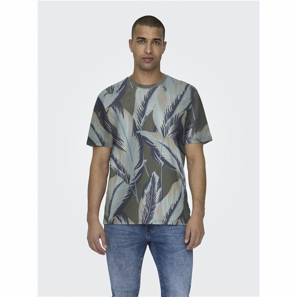 Men’s Short Sleeve T-Shirt Only & Sons Onskobe Reg Banana Leaf Olive