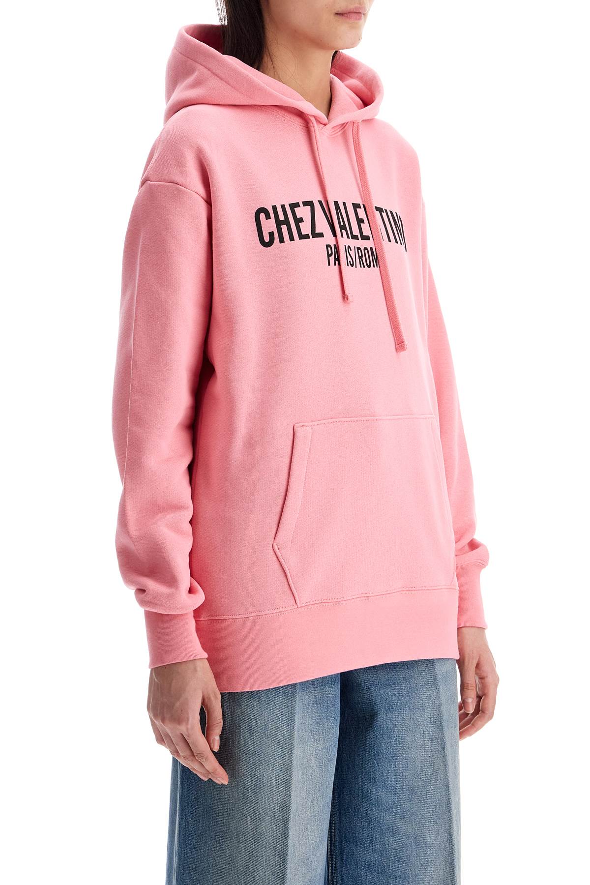 Valentino Garavani pink cotton hoodie with kangaroo pocket